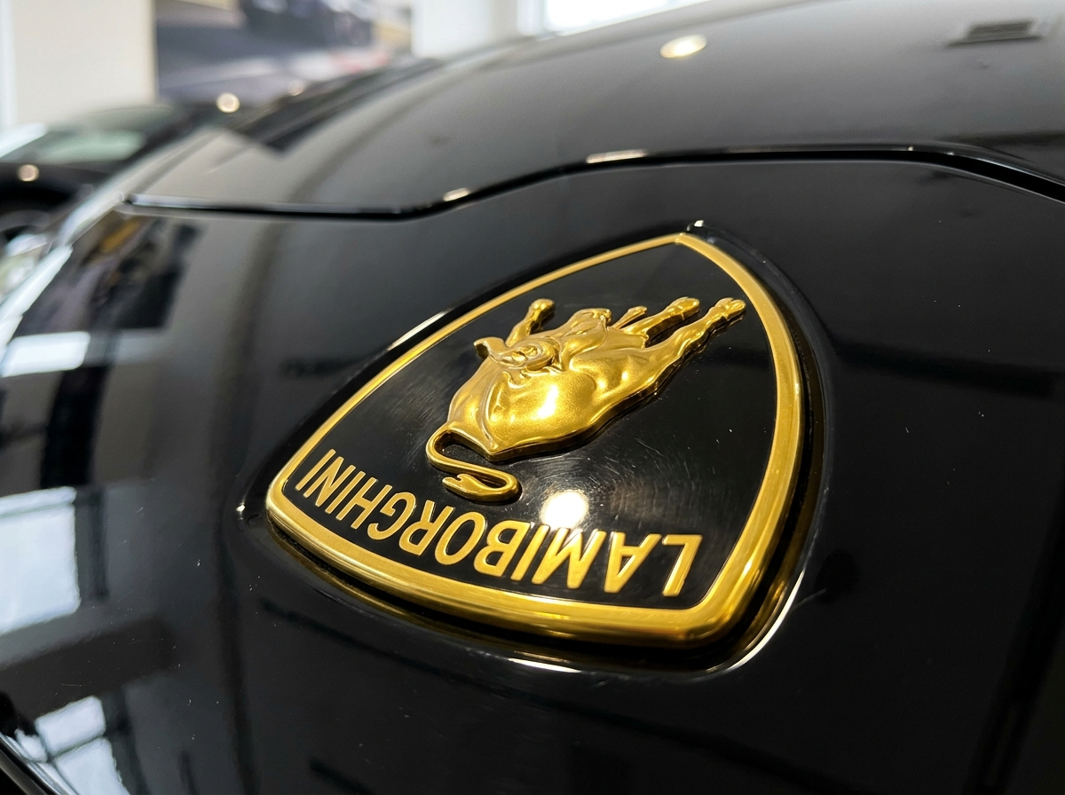 Lamborghini logo badge gold raging bull emblem