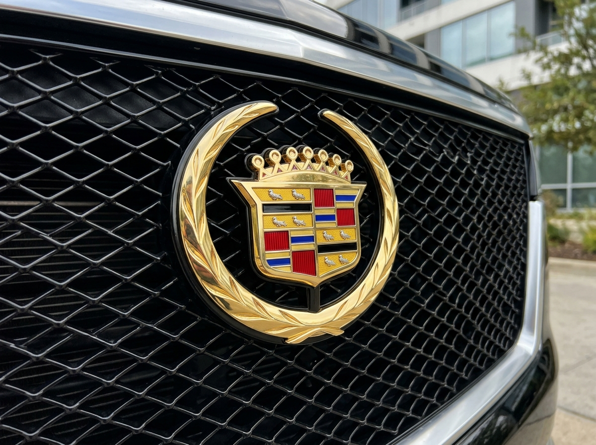 Cadillac wreath and crest logo brand emblem
